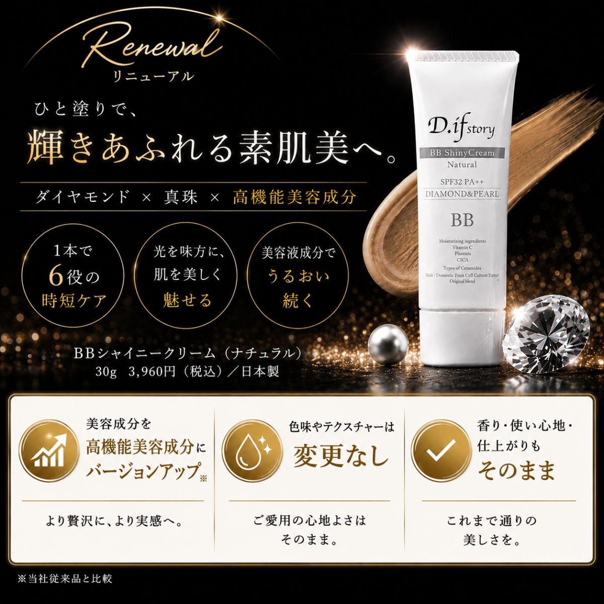 D.if story BBクリーム 4本セット SPF50+ PA++++ BBシャイニークリーム(BBクリーム)ナチュラル【ネコポスの場合は送料