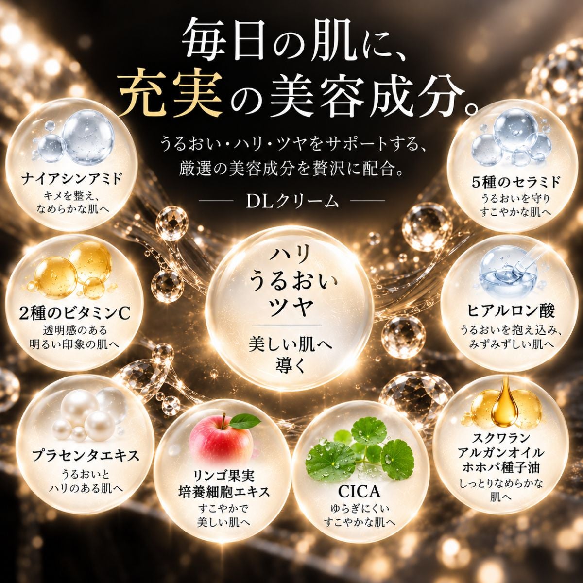 DLクリーム(美容クリーム) | 本物の宝石成分配合の煌めくジュエリー